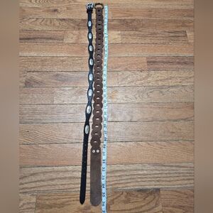 Two Belts, Black With Silver And Brown